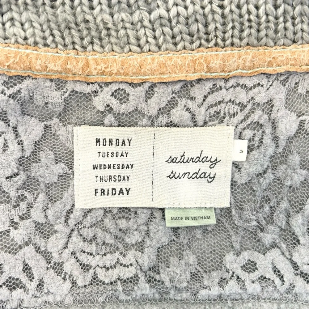 Anthropologie Grey Zip-up Motorcycle Style Sweater - size Medium - Picture 8 of 9